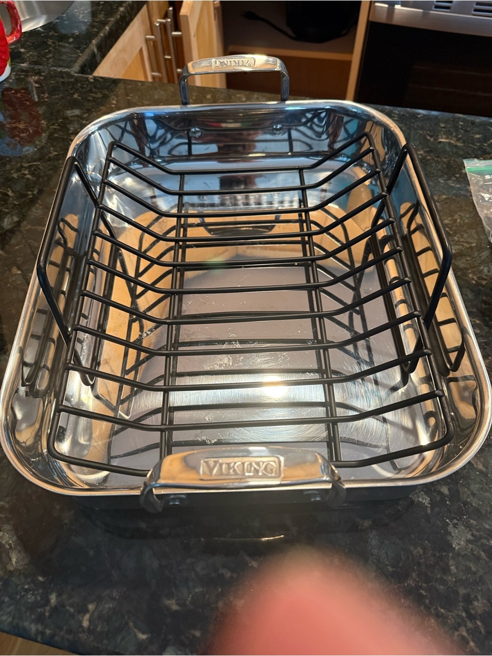 Viking Stainless Steel Roasting Pan with Black Rack
